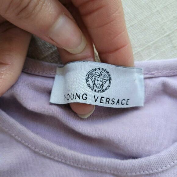 Young Versace Lavender Rhinestone Logo Tee - Picture 4 of 8
